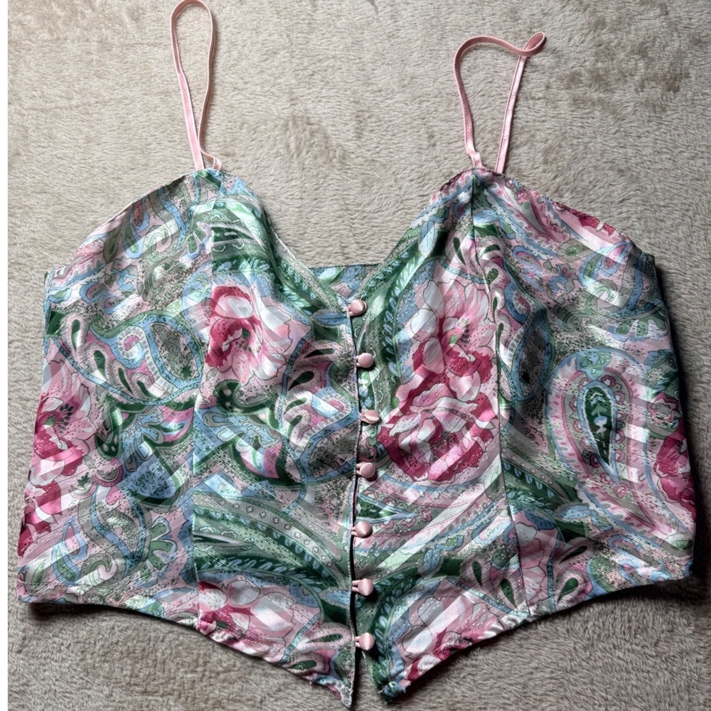 VTG Victorias Secret Gold Label Satin Cami Top Small Fairycore Coquette Feminine